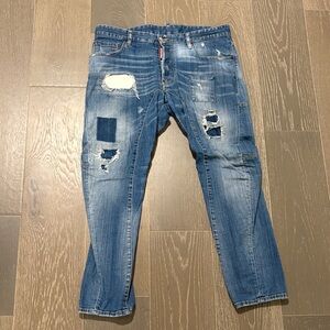 DSQUARED2 Light Blue Patched Jeans